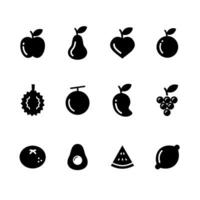 frutta icone impostato nero riempire su bianca sfondo. vettore illustrazione. eps 10