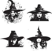 Halloween nero vettore arte, ragno, strega , cappello, fantasma