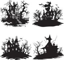Halloween nero vettore arte, ragno, strega , cappello, fantasma