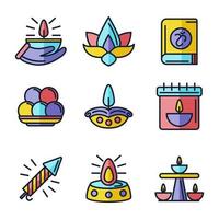 collezione di icone diwali vettore