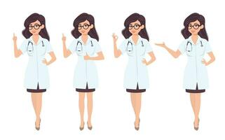 medici con stetoscopio impostato nel diverso pose.vettore illustrazione. vettore