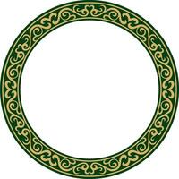 vettore oro e verde kazakh nazionale il giro modello, telaio. etnico ornamento di il nomade popoli di Asia, il grande steppa, kazaki, chirghiso, calmucchi, mongoli, buriati, turkmeni