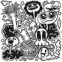 vettore illustrazione di scarabocchio carino mostro sfondo ,mano disegno scarabocchio, nero e bianca ,colorazione libro