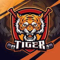 tigre hockey esport portafortuna logo design vettore