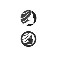 silhouette del viso di donna e design del logo per la cura della bellezza vettore