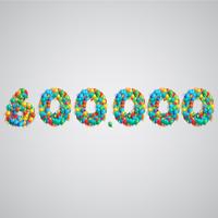Numero fatto da palloncini colorati, vettoriale