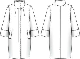 illustrazione tecnica del cappotto di lana. capispalla disegno di moda piatto vettore