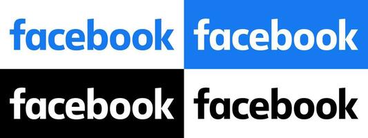 Facebook testo logo - vettore impostato collezione - nero silhouette - ultimo blu colore font - isolato. originale Facebook nome genere per ragnatela pagina, mobile App o Stampa materiali.