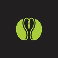 lettera m verde foglia naturale medico logo vettore