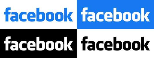 Facebook testo logo - vettore impostato collezione - nero silhouette - ultimo blu colore font - isolato. originale Facebook nome genere per ragnatela pagina, mobile App o Stampa materiali.