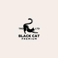 logo premium vintage gatto nero vettore