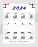 nuovo anno 2024 calendario vettore illustrazione