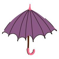 illustrazione di un Aperto viola ombrello canna isolato su un' bianca sfondo. protezione a partire dal pioggia e sole per autunno, molla, estate. multifunzionale articolo vettore