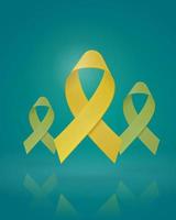 nastri gialli realistici. simbolo di consapevolezza del cancro infantile. vettore