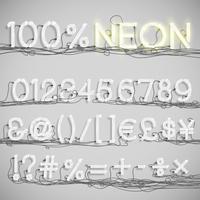 Alfabeto al neon realistico con fili (OFF), vettoriale