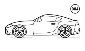 disegno del profilo dell'auto sportiva per lo stile del libro da disegno 004 vettore