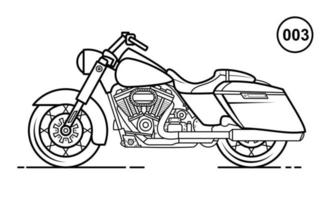 disegno del profilo della motocicletta per lo stile del libro da disegno 003 vettore