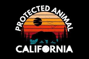 t-shirt design di pino orso animale protetto della california vettore