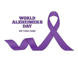 Giornata mondiale della malattia di alzheimer. demenza, nastro viola vettore