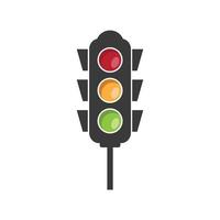 icona del design piatto del segnale semaforico con rosso, giallo e verde. vettore