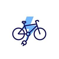 bici elettrica, e-bike con un'icona a forma di spina, vettore di linea