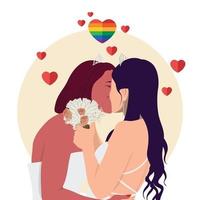 due giovani donne coppia lesbica che si baciano vettore