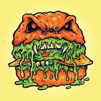 hamburger di zombie che si sciolgono illustrazioni di fast food vettore