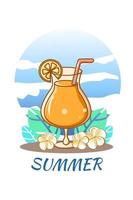succo di ghiaccio d'arancia dolce nell'illustrazione del fumetto di estate vettore