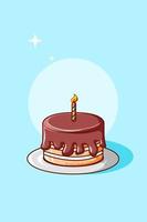 semplice illustrazione di cartone animato torta di compleanno al cioccolato vettore