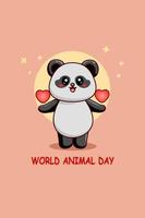 panda divertente con cuore nell'illustrazione del fumetto della giornata mondiale degli animali vettore