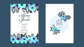 modello di carta di invito a nozze ghirlanda floreale con fiori premium vettore