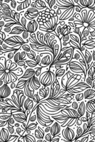 astratto fiori nel nero e bianca monocromatico mano disegnato vettore