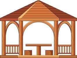 gazebo in legno isolato su sfondo bianco vettore