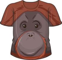 parte anteriore della t-shirt con motivo a faccia di orango vettore