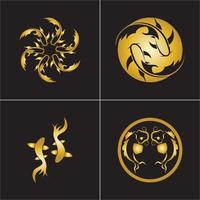 pesce d'oro e logo yin yang modello di progettazione icona vettoriale