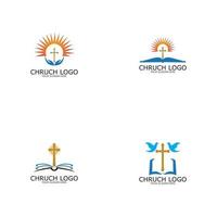 logo chiesa.simbolo cristiano, la bibbia e la croce vettore