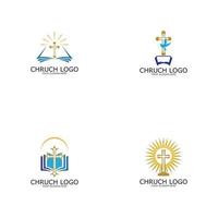 logo chiesa.simbolo cristiano, la bibbia e la croce vettore