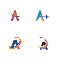 lettera a modello-vettore di progettazione del logo di viaggio aereo vettore