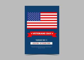 design del volantino del giorno dei veterani. volantino per la celebrazione del giorno dei veterani americani vettore