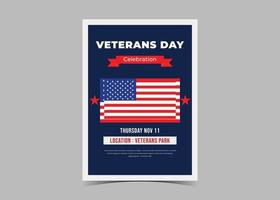 design del volantino del giorno dei veterani. volantino per la celebrazione del giorno dei veterani americani vettore