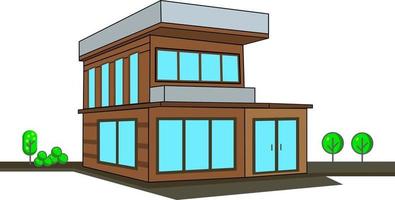 illustrazione vettoriale moderna casa in legno