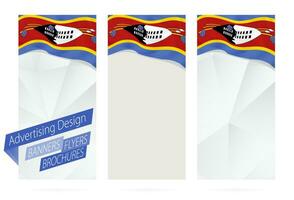 design di striscioni, volantini, opuscoli con bandiera di swaziland. vettore