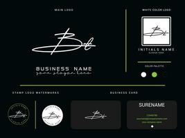 minimalista bt firma lettera logo, colorato bt lusso attività commerciale logo icona e presentazione vettore