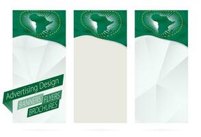 design di striscioni, volantini, opuscoli con bandiera di africano unione. vettore
