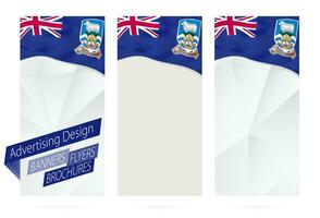 design di striscioni, volantini, opuscoli con bandiera di falkland isole. vettore