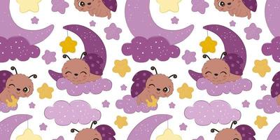 carino coccinella seamless pattern vettore