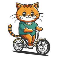 carino gatto su bicicletta vettore