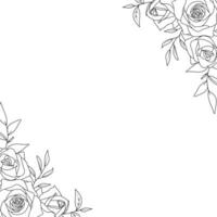 fiore confine con nero e bianca schizzo di Rose, concetto per un' nozze invito o saluto carta vettore