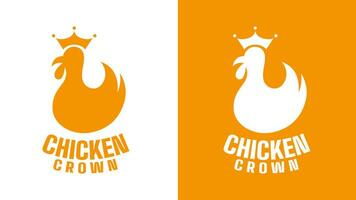 semplice elegante pollo corona logo silhouette concetto vettore
