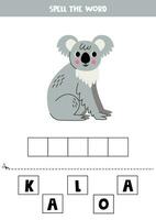 ortografia gioco per prescolastico bambini. carino cartone animato koala. vettore